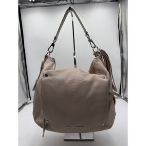 Michael Kors Beige Snake Embossed Leather Hobo Shoulder Bag Silver Hardware